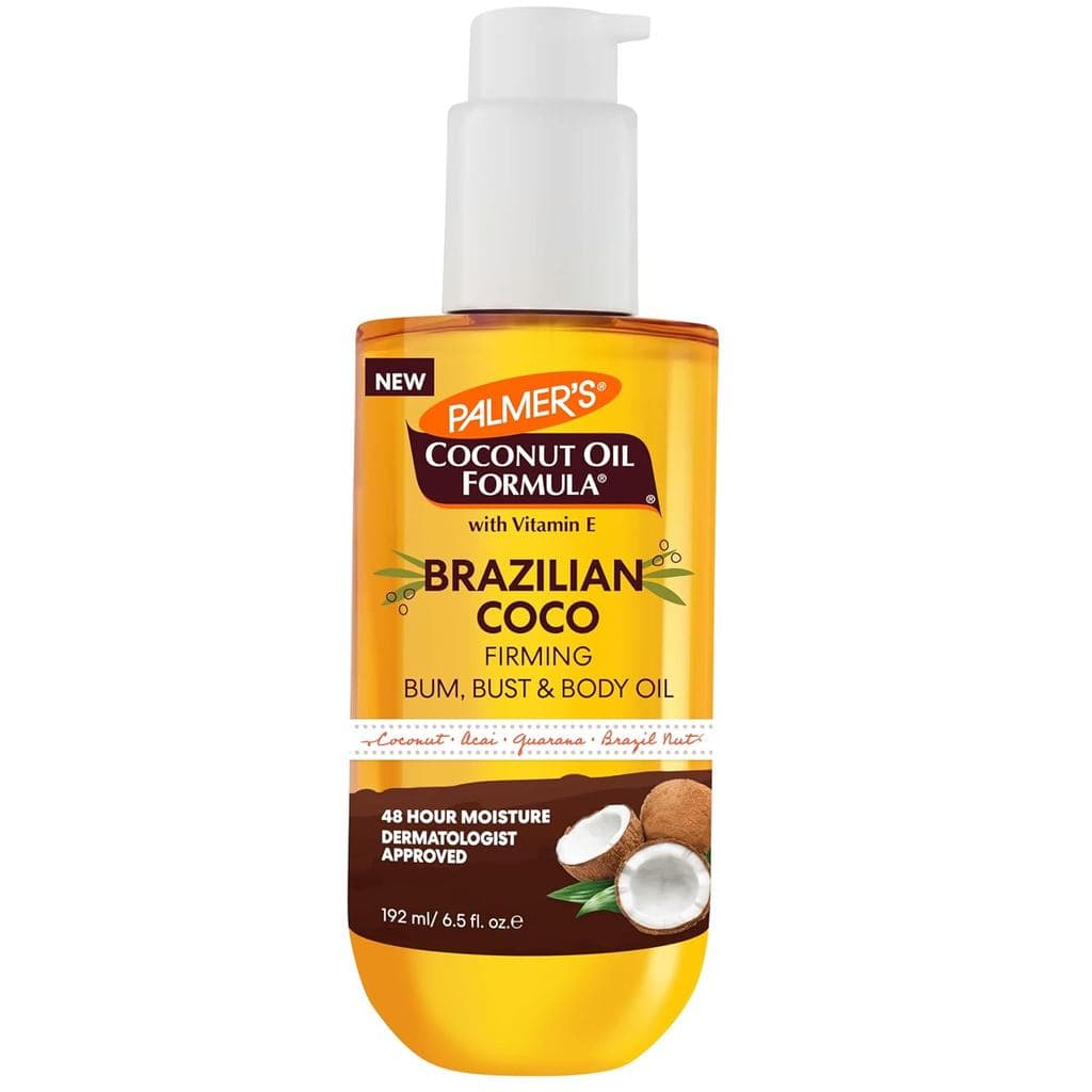 Óleo Corporal Firmador de Coco Brasileiro Palmer's com Vitamina E, 6.5 Fl Oz, Ajuda a Firmar e Tonificar a Pele do Bumbu