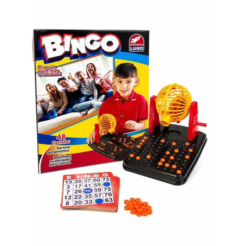 Bingo Jogo de Mesa com Globo Giratório | 48 Cartelas | 90 Bolinhas Numeradas | Diversão para Toda a Família