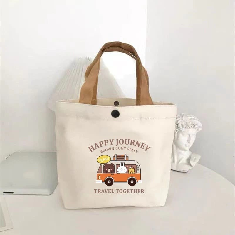 Bolsa De Ombro Fofa De Urso , Material De Lona , Grande Capacidade , Leve , Portátil , Para Estudantes , Adolescentes ,