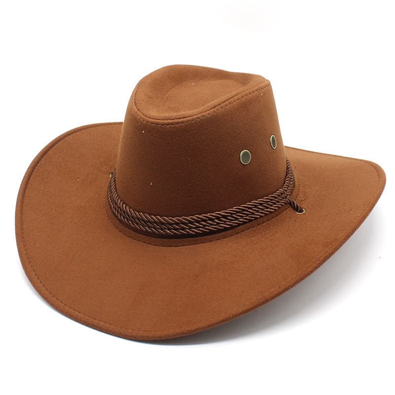 Chapéu de Cowboy Masculino de Feltro e Couro com Aba Larga 52CO