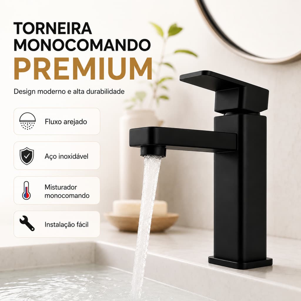 Torneira Baixa De Mesa Bancada Pia Torneira Lavabo Misturador Monocomando Água Quente E Fria Luxo