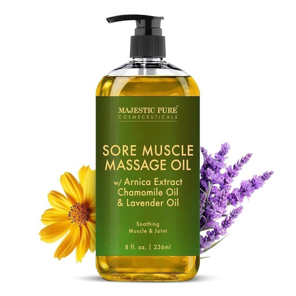 Óleo de Massagem Majestic Pure Arnica - Óleo natural para terapia de massagem, contendo óleos essenciais de lavanda e câ