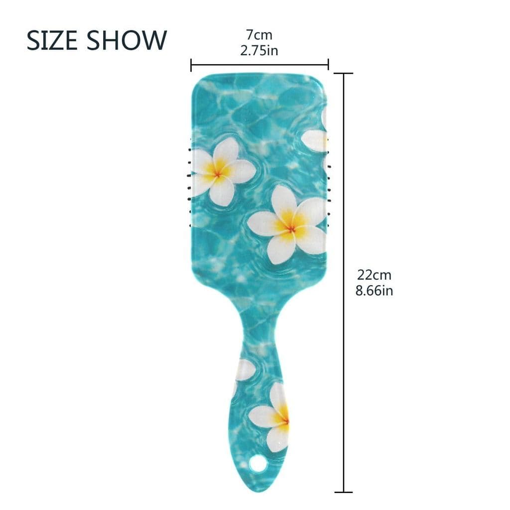 Escova de Cabelo Flor de Plumeria, Pente de Cabelo Turquesa Antiestático para Massagem, Escova de Cabelo com Almofada de