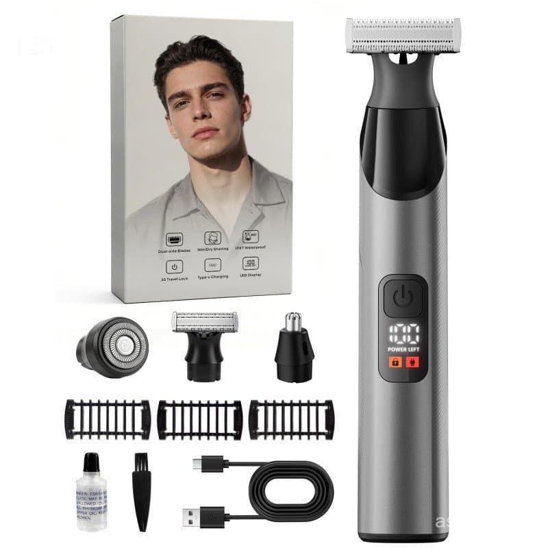 Aparador de Barba para Homens e Aparador de Pelos Corporais, Lâmina de Dupla Face para Modelagem de Barba e Acabamento d