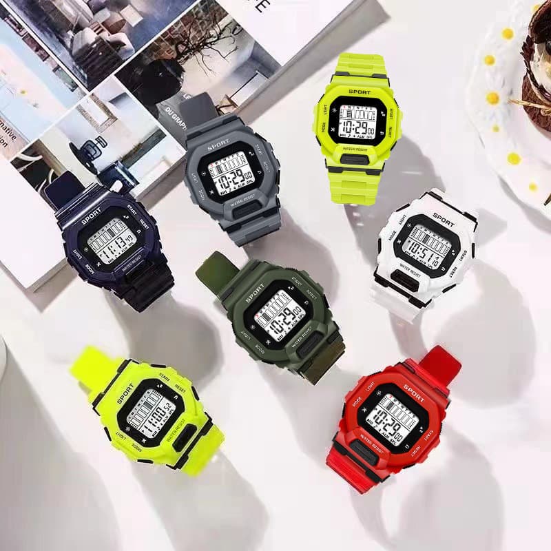 Estudante relógio eletrônico cronógrafo luminoso moda masculina feminino quadrado Multi-função relógio esportivo luminos