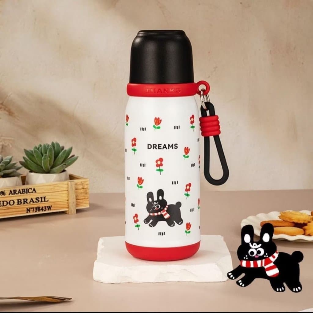 Garrafa Térmica Inox 500ml Infantil com Alça e Tampa Rosqueável