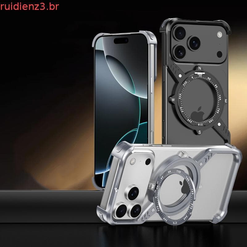 Nova Capa Magnética em Forma de S para iPhone 17 Pro Max/17/17 Pro, Suporte com Bússola, Sem Bordas, Sensação de Toque N