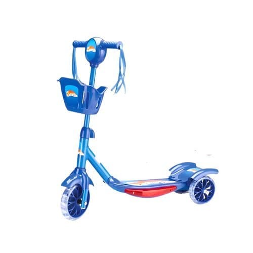 Patinete Infantil 3 Rodas Dobrável Luz Som Azul Estabilidade Segurança Diversão