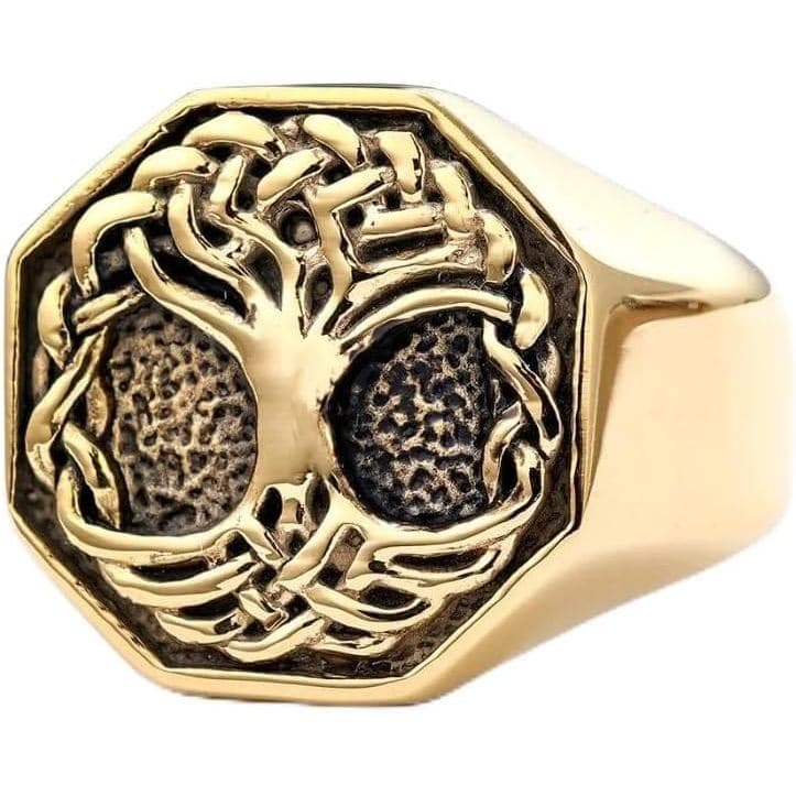Anel Masculino de Aço Inoxidável Estilo Punk com Árvore da Vida Viking, Simples e com Personalidade, Tamanhos 7-15, Joia