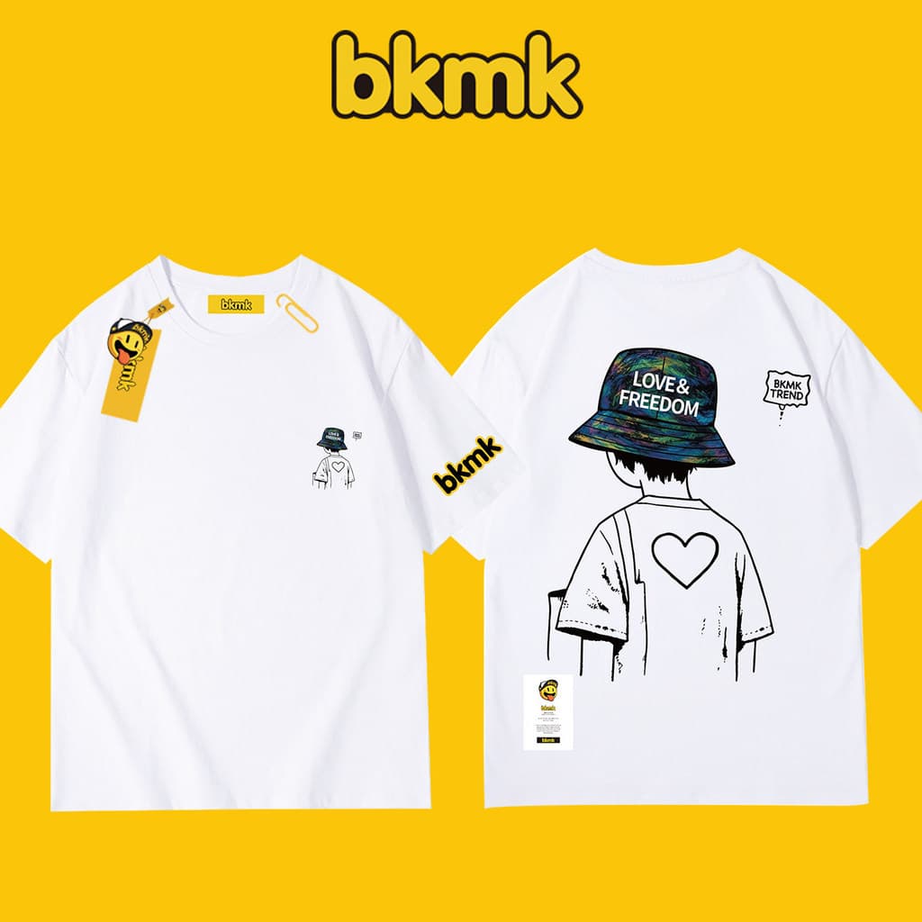 BKMK Estilo Preguiçoso Graffiti Impressão 100 % Algodão Premium Casual Camiseta Solta Nova Tendência Masculina Verão Man