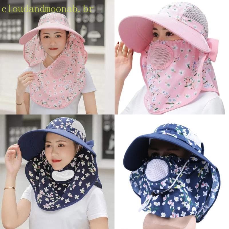 CLO Feminino Verão Ar Respirável Guarda-Sol Bonés Pesca Chapéus Estampa Floral