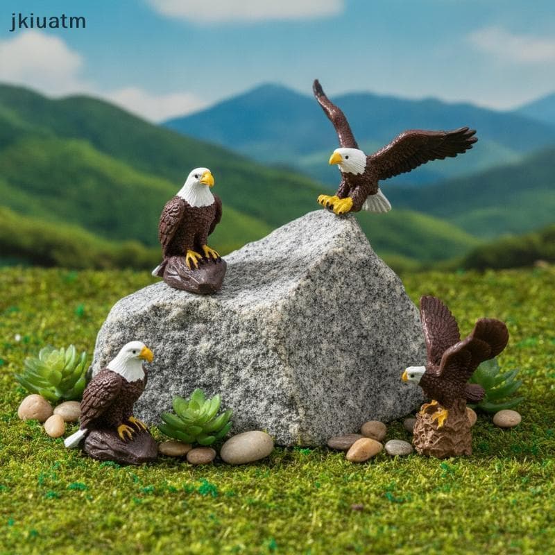 [jkiuatm] 6 Peças De Miniaturas De Águia Careca Simuladas Realistas , Enfeites De Resina Artesanal Para Jardim De Fadas