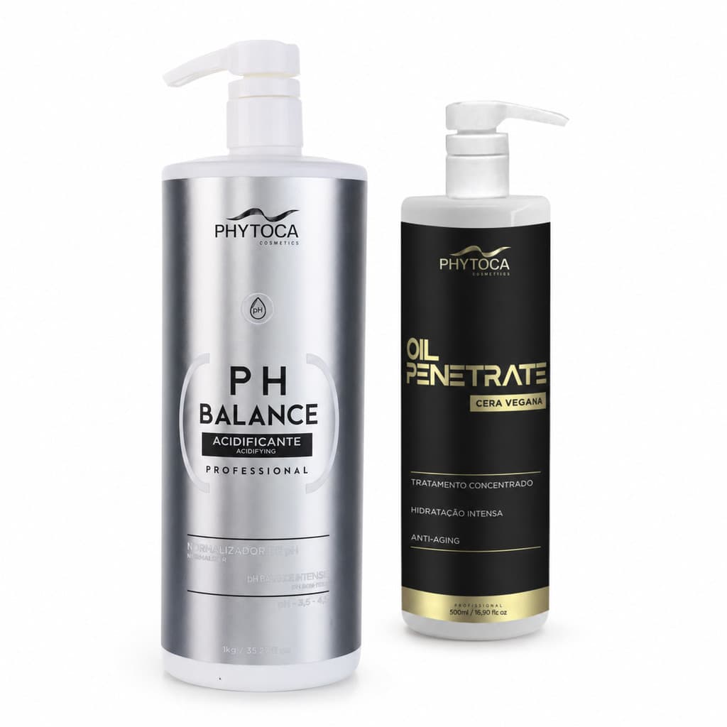 Kit Pós-Química Phytoca pH Balance 1L + Oil Penetrate Cera Vegana 500ml