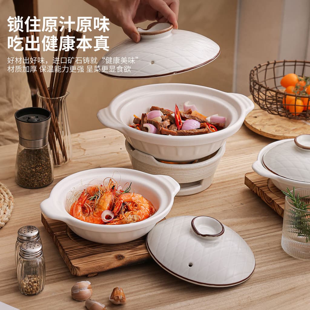 Caçarola de cerâmica boca rasa comercial doméstico Claypot arroz resistente a altas temperaturas combustível hotel grand