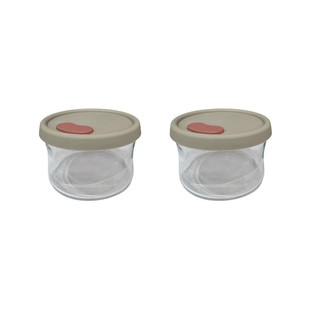 Kit com 2 Potes Vidro Refratario e tampa de Silicone 400 ml