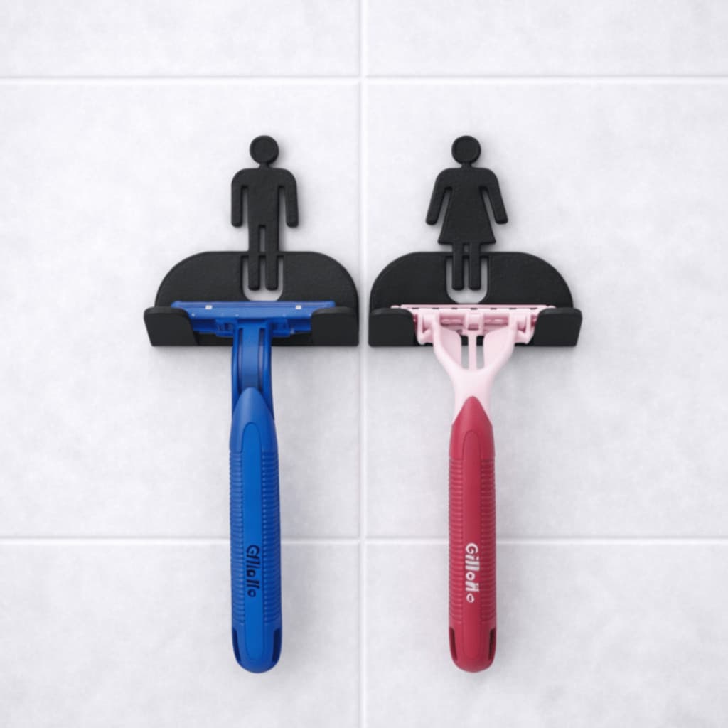 Kit de Suporte para Lâmina de Barbear de Parede com Fita 3M / Organizador Aparelho de Barbear Masculino Feminino 3D