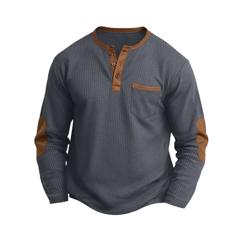 Camiseta masculina transfronteiriça falsa de duas peças dupla camada com decote em V outono inverno estilo moda costura