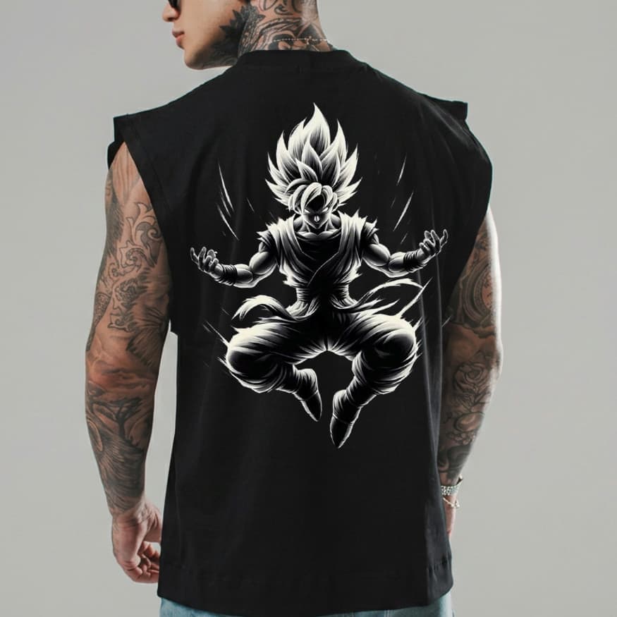 Regata Streetwear Oversized Masculina Lançamento Confortavel Estilo Anime Longline Para Treino Academia
