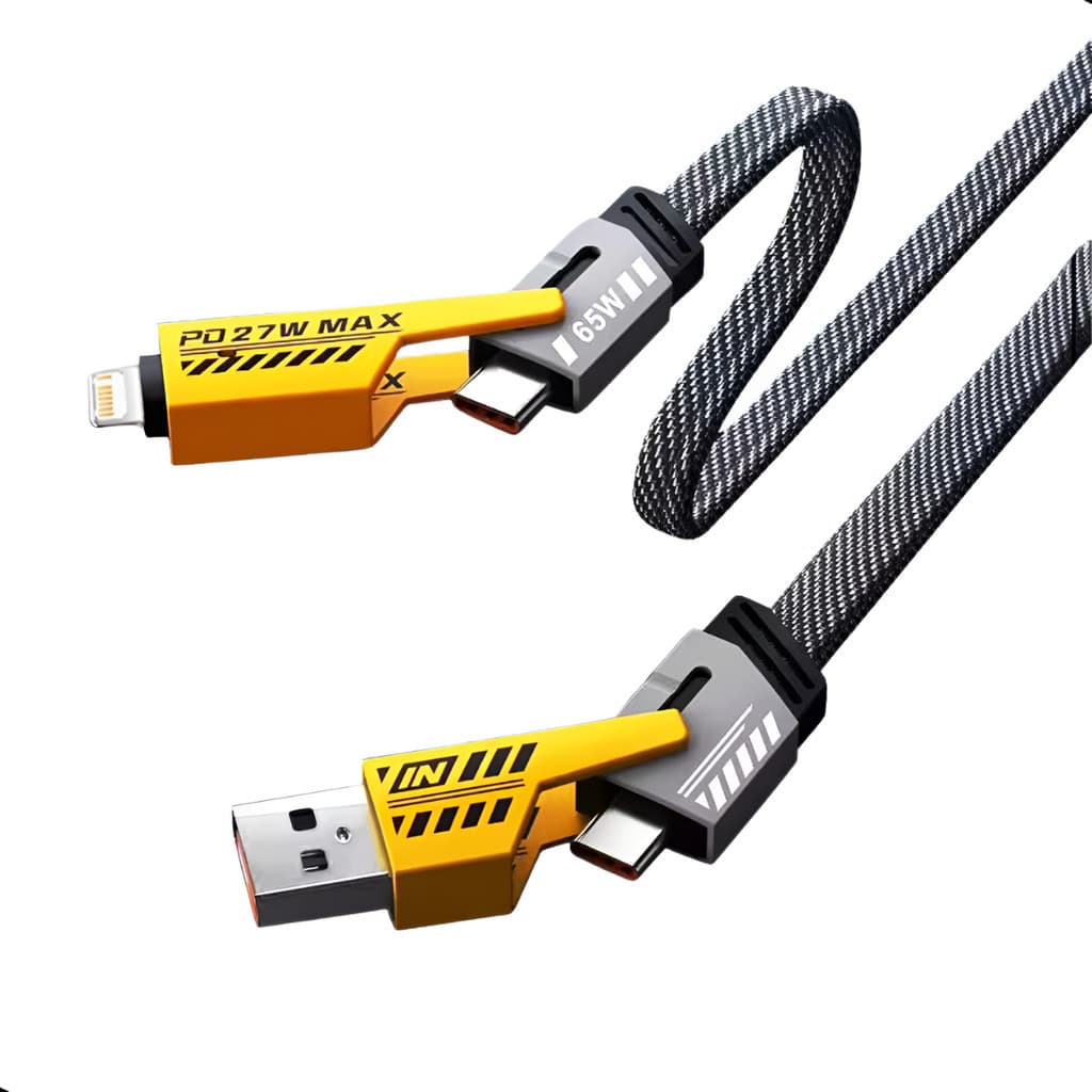Cabo Usb Turbo Rápido 65W 4 Em 1 Carregador Tipo C Para Iphone Lightning 1,2M