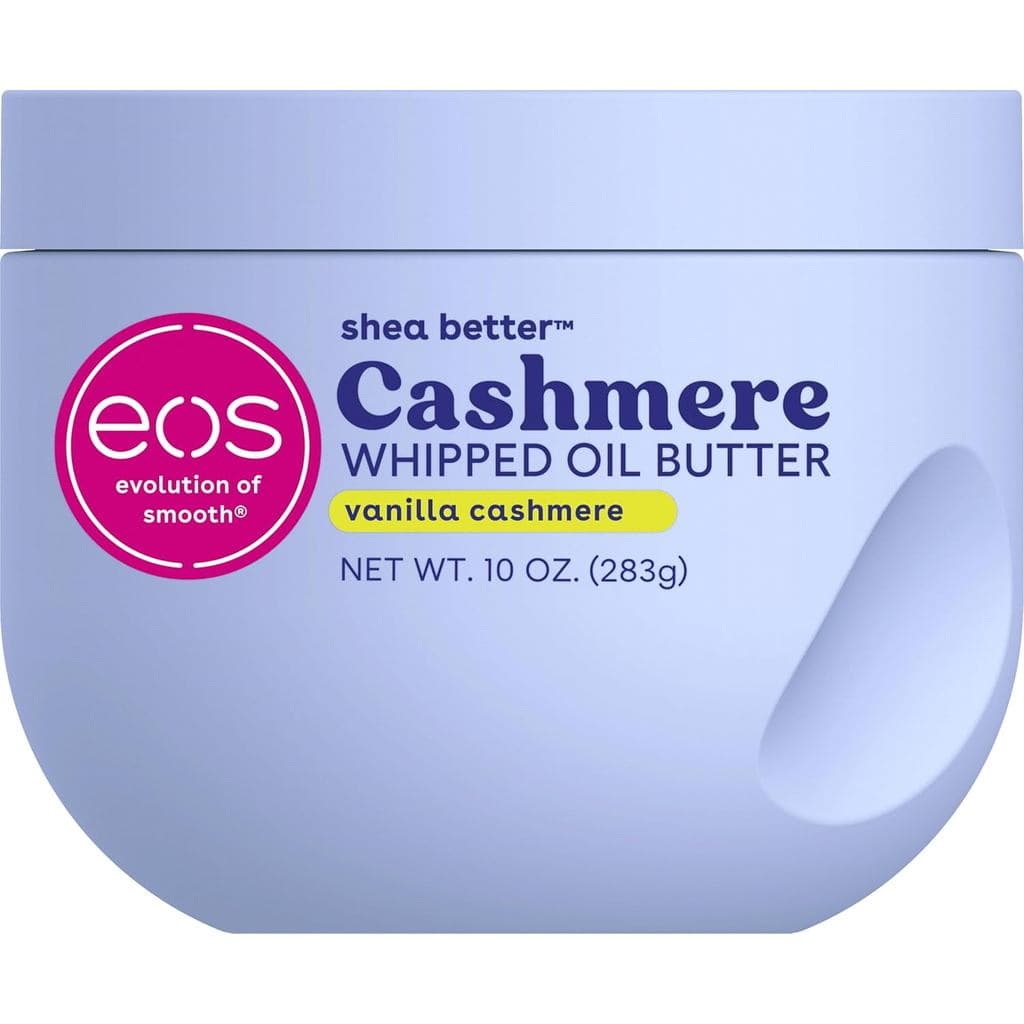Manteiga Corporal em Óleo Cremoso eos Cashmere, Baunilha Cashmere, Hidratação Leve de 72 Horas para Pele Seca, Fórmula R