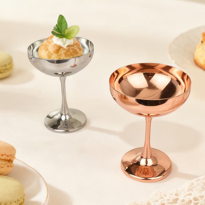 304 aço inoxidável sorvete vidro Cocktail taça sorvete sobremesa vidro iogurte tigela luz luxo sorvete vidro