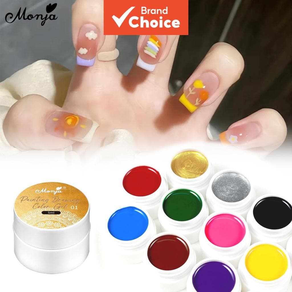 Monja 12 Cores 5ml Gel de Unhas em Bloco, Gel de Pintura Sólida, Nude, Preto e Branco, Gel UV de Enamel para Unhas,