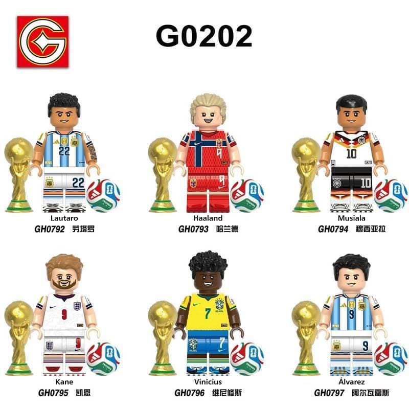 Novo produto Harland futebol minifigura estrela de futebol Kane rir tarô série Mumba bloco de construção brinquedos