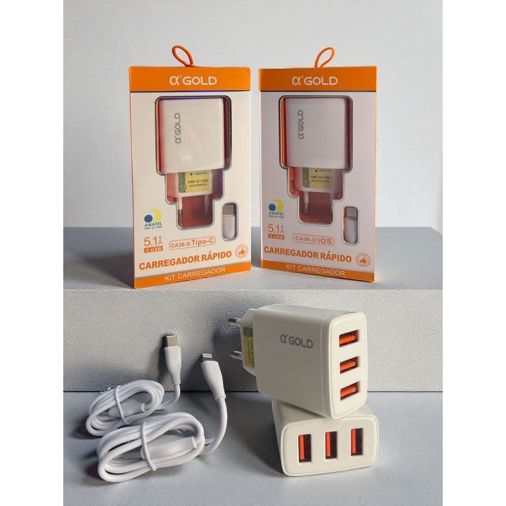 CARREGADOR O'GOLD COM 3 ENTRADAS USB 5.1A CA-36-2/3 VARIADOS