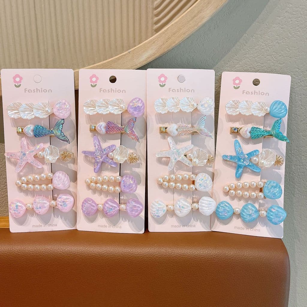 Verão crianças oceano série grampo de cabelo meninas Fishtail férias estilo Hairpin menina cabelo quebrado Duckbill clip