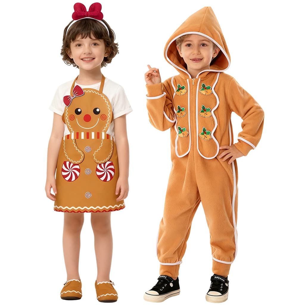 Natal Gingerbread homem cosplay crianças desempenho traje casa flanela pijamas fotografia traje