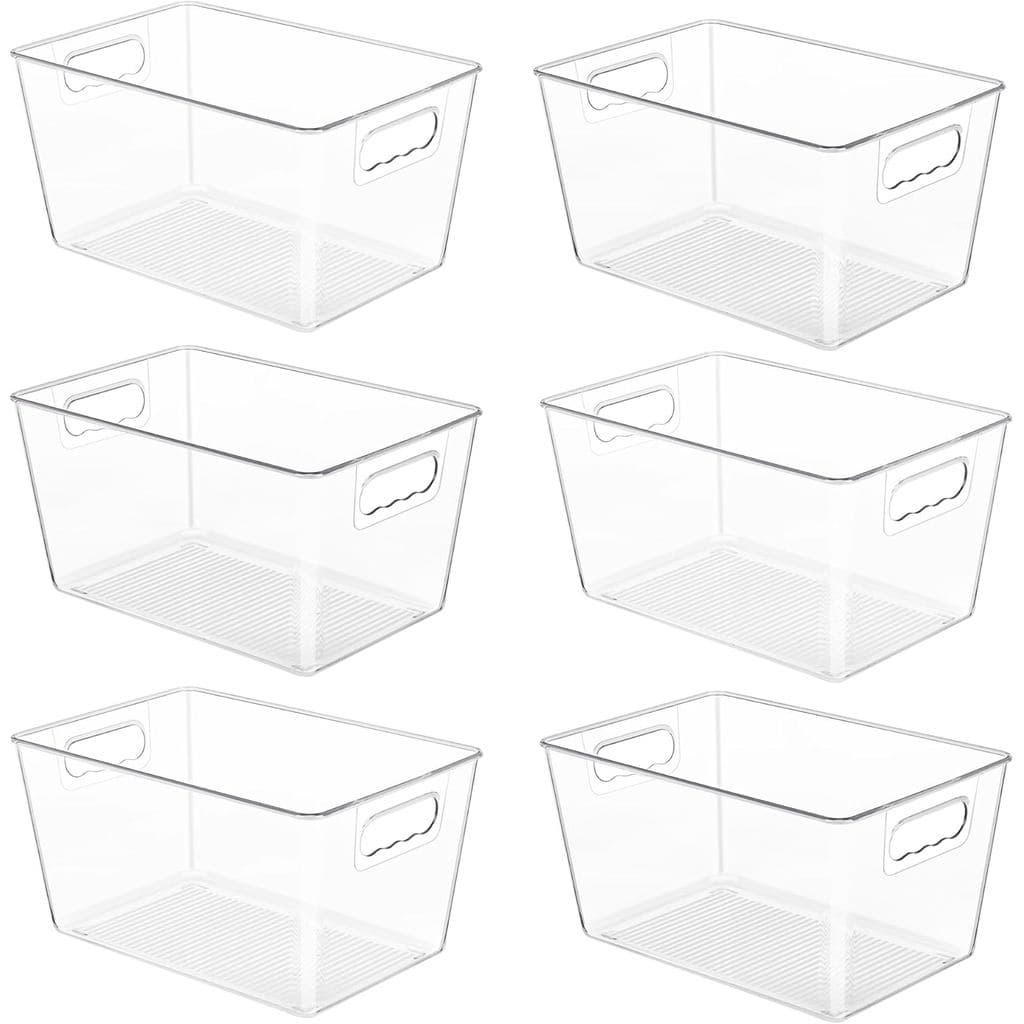YIHONG Conjunto de 6 Caixas Organizadoras Transparentes para Despensa, Recipientes de Plástico com Alça para Cozinha, Fr