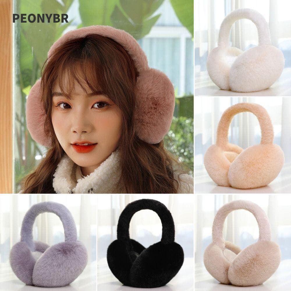 PEONYHOME Aquecedor De Orelha De Pelúcia , Protetores Dobráveis De Cor Sólida Para Inverno , Protetor Proteção Quente E