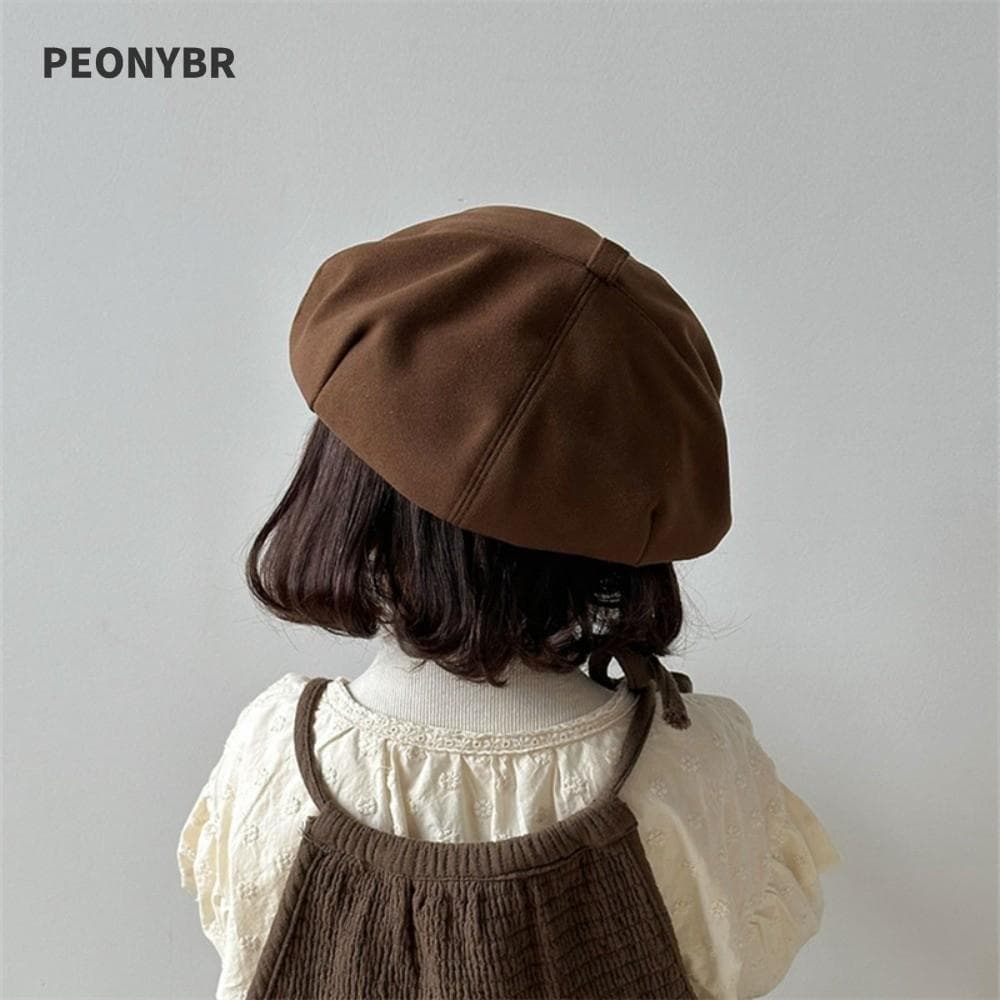 PEONYHOME Chapéu De Boina Infantil De Inverno , Boné Octogonal Macio E Quente Coreano Para Pintor Artístico Com Proteção