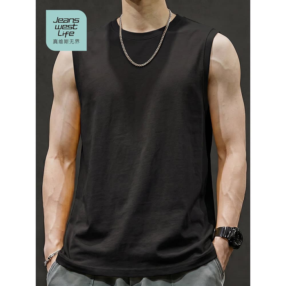Zhenweisi LIFE colete de algodão puro masculino verão 2026 novo estilo estilo americano na moda sem mangas camiseta masc
