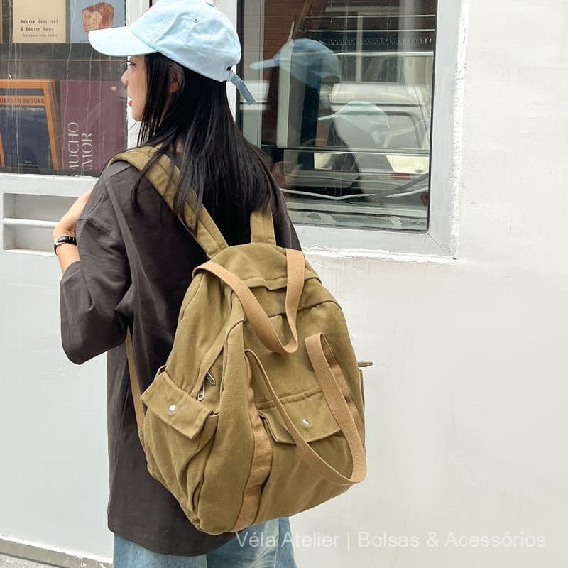 Nova mochila de lona para homens e mulheres, adequada para estudantes universitários e do ensino médio, lavável, mochila