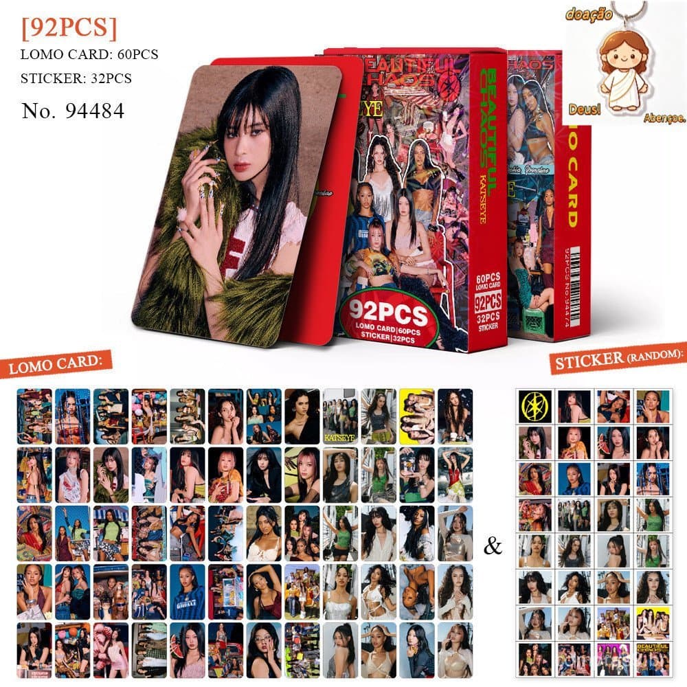 60pcs/box com 32pcs adesivo KATSEYE  albun Photocard Pronto Para Ser Cartão LOMO Postal De Coleção