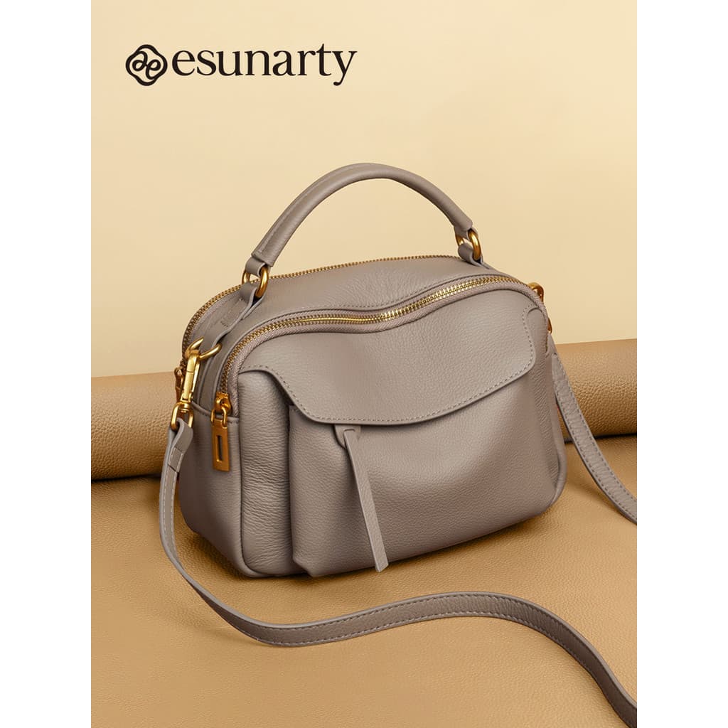 Bolsa feminina de couro genuíno 2026 novo estilo de couro Multi-camada grande capacidade saco do mensageiro senhoras Mid