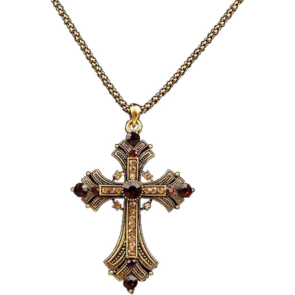 Colar com Pingente Grande e Detalhado em Forma de Cruz, Cor Prata, Estilo Gótico Punk, Joia de Moda, Presente para Mulhe