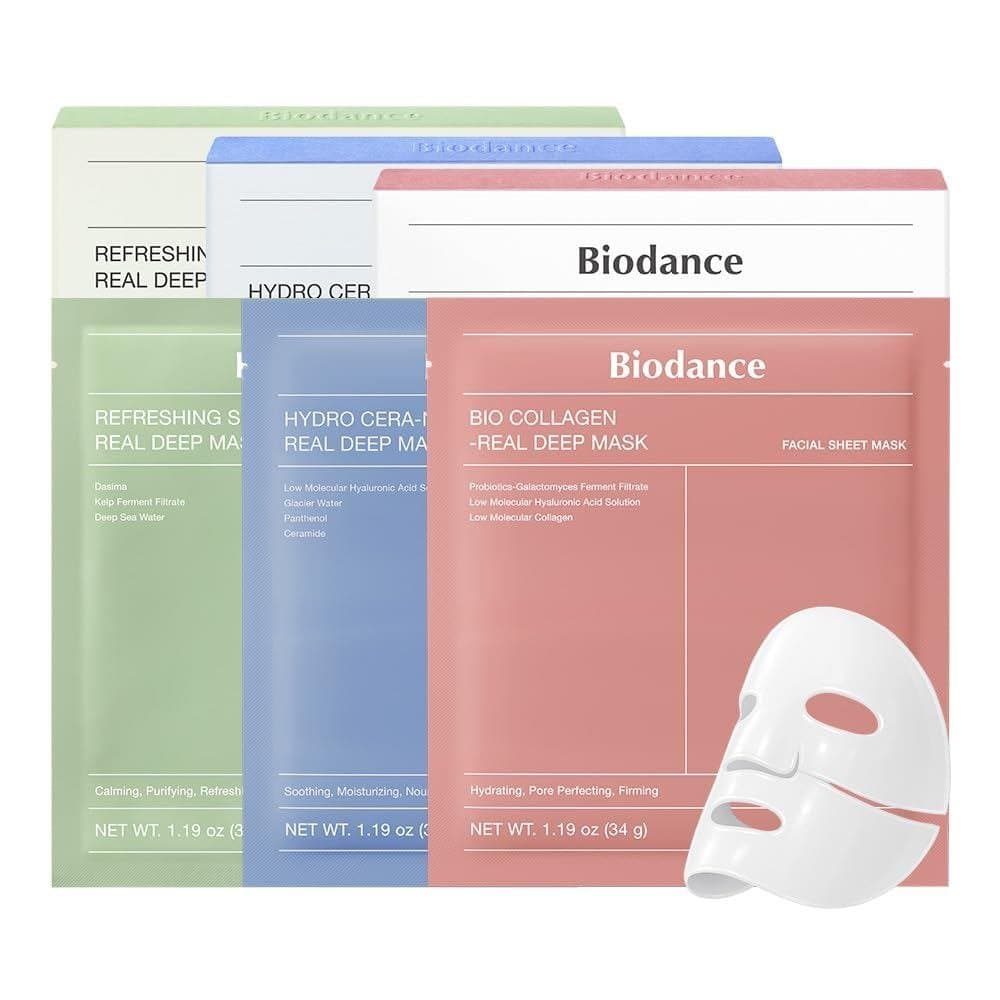 BIODANCE Total Solution Trio: Bio Colágeno & Ceramida Pantenol & Máscara Profunda de Algas Marinhas, Kit Firmador, Hidra