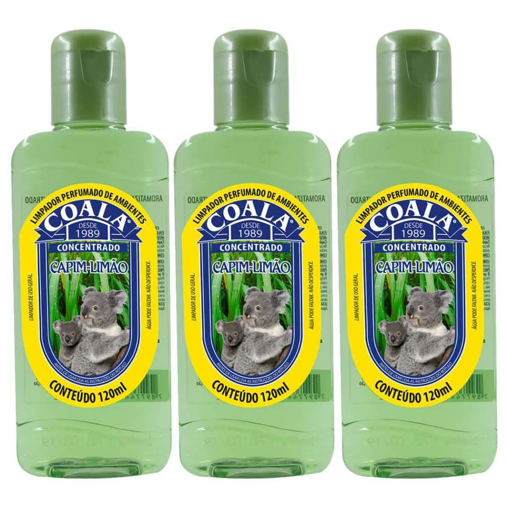 KIT 3 LIMPADOR PERFUMADO CONCENTRADO COALA 120ml CAPIM LIMÃO