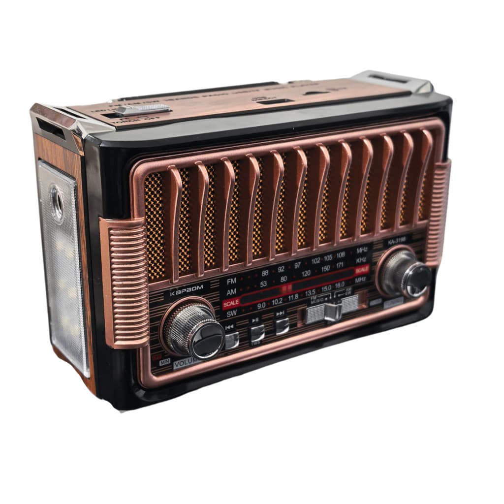 Rádio Portátil Bluetooth FM AM SW USB TF Lanterna LED Recarregável Bivolt