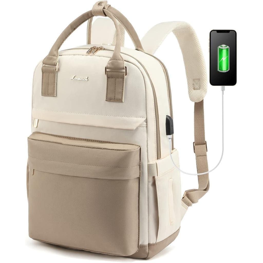 Mochila para Laptop LOVEVOOK para Mulheres, Bolsa para Laptop de 15,6 Polegadas com Porta USB, Mochilas à Prova d'Água E