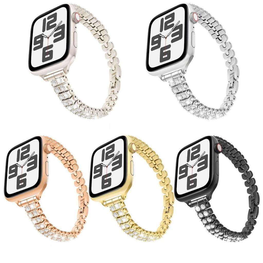 Bling Strass Banda De Metal Para Apple Watch Feminino Luxo Pulseira Diamante IWatch Série 10 9 8 7 6 SE Ultra 2