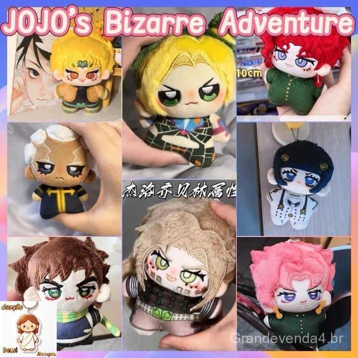 Novo ! 10CM JoJo's Bizarre Adventure Pelúcia Jolyne Cujoh Kakyoin Tenmei Chaveiro De Pelúcia Pingente De Algodão Plushie