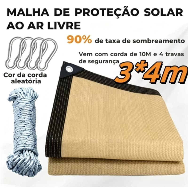 Tela Sombrite 90% 3x4m Bainha Reforçada Com Llhos Metálicos