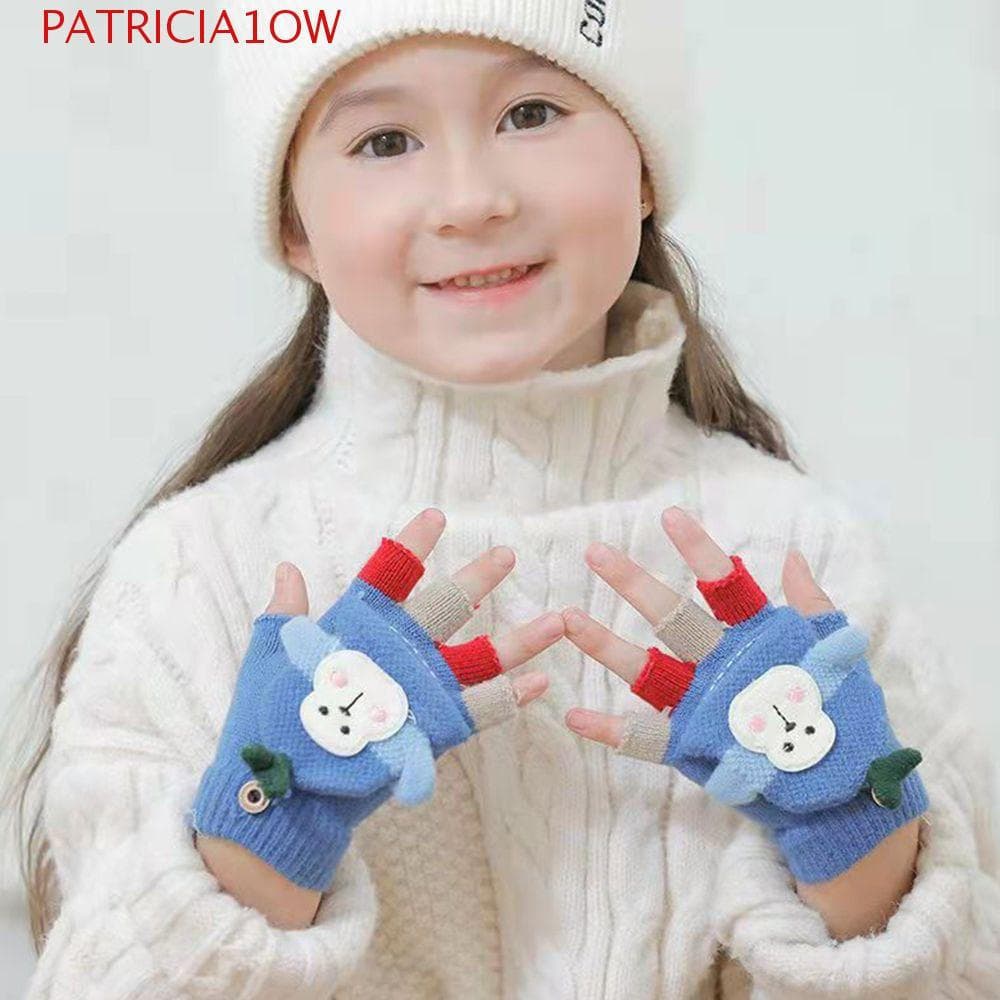 PATRICIA1OW Luvas de Meio Dedo em Tecido Macio com Design de Macaco de Natal, Estilo para Meninas, à Prova de Frio Q VVW