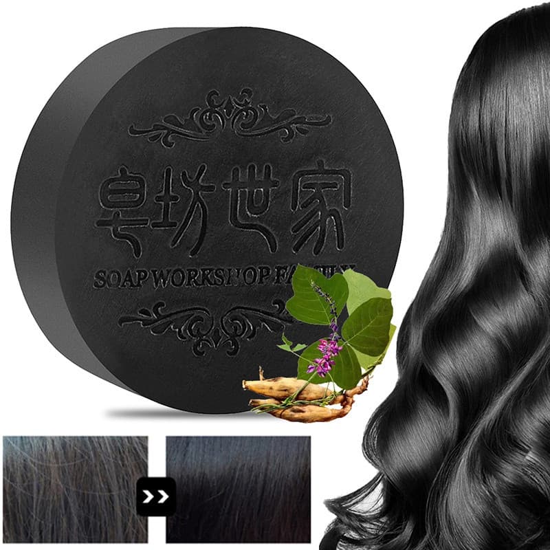 Sabonete de Polygonum multiflorum para cuidado capilar, sabonete sólido para cabelos pretos, restaura a cor do cabelo, p