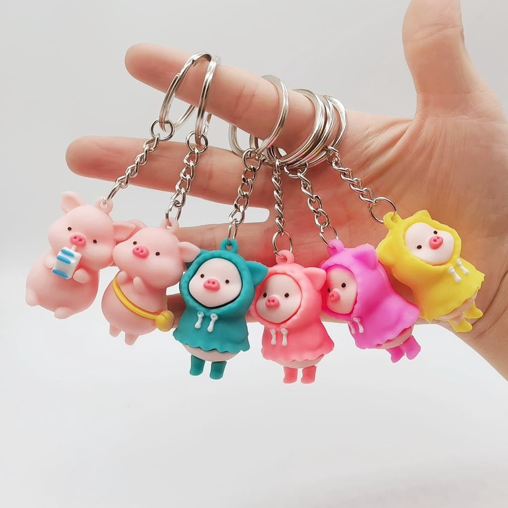 Chaveiro fofo com padrão de porquinho e leite/adequado para uso escolar