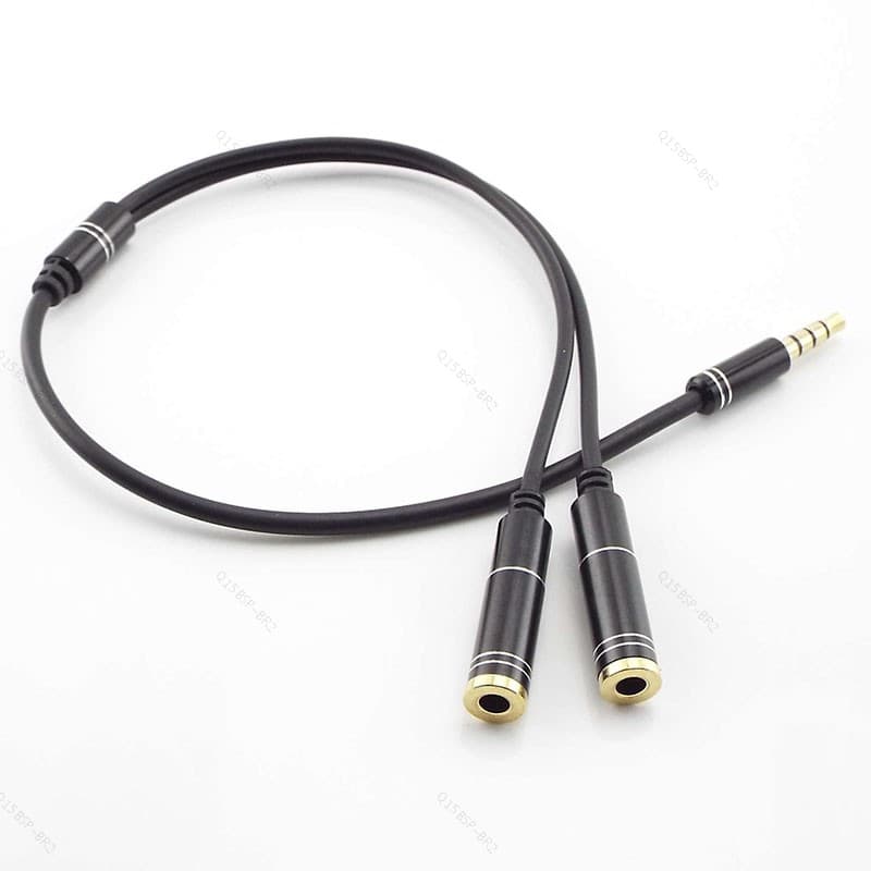 Cabo De Áudio Estéreo De 3.5 Mm Macho Para 2 Fêmeas Conversores Fone De Ouvido Microfone Y Divisor Adaptador De BR15B2