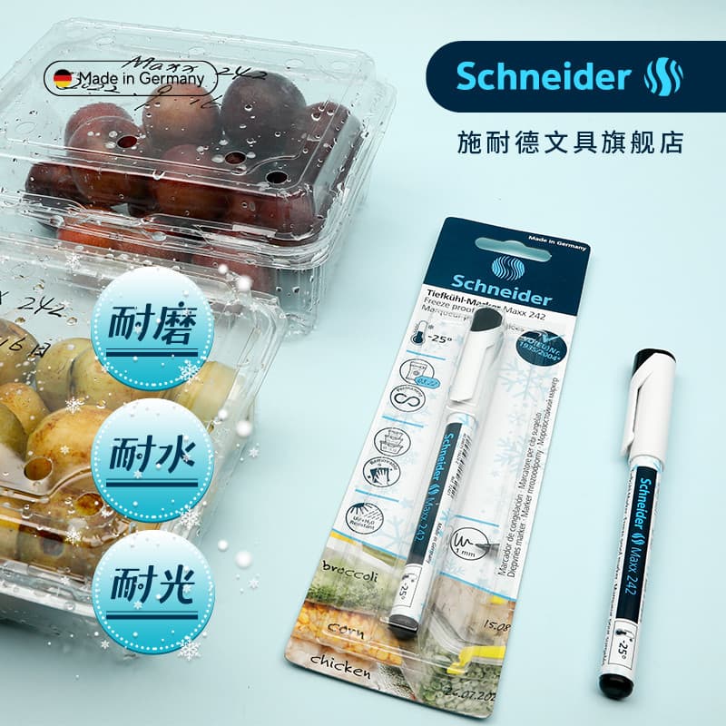 Marcador anticongelante preto importado da Alemanha Schneider Safe Non-Tóxico Freezer Marcador de geladeira Saco de arma